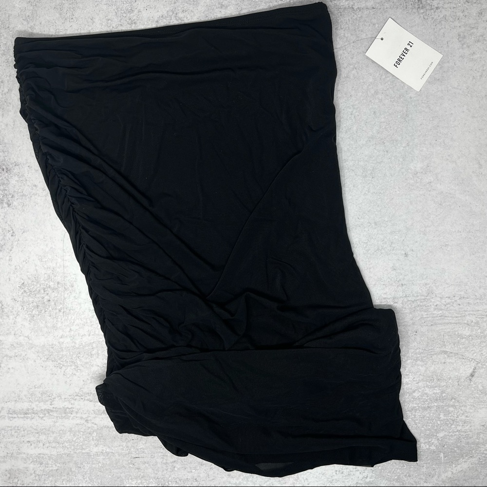 NWT Forever 21 Black Ruched Midi Skirt Size L